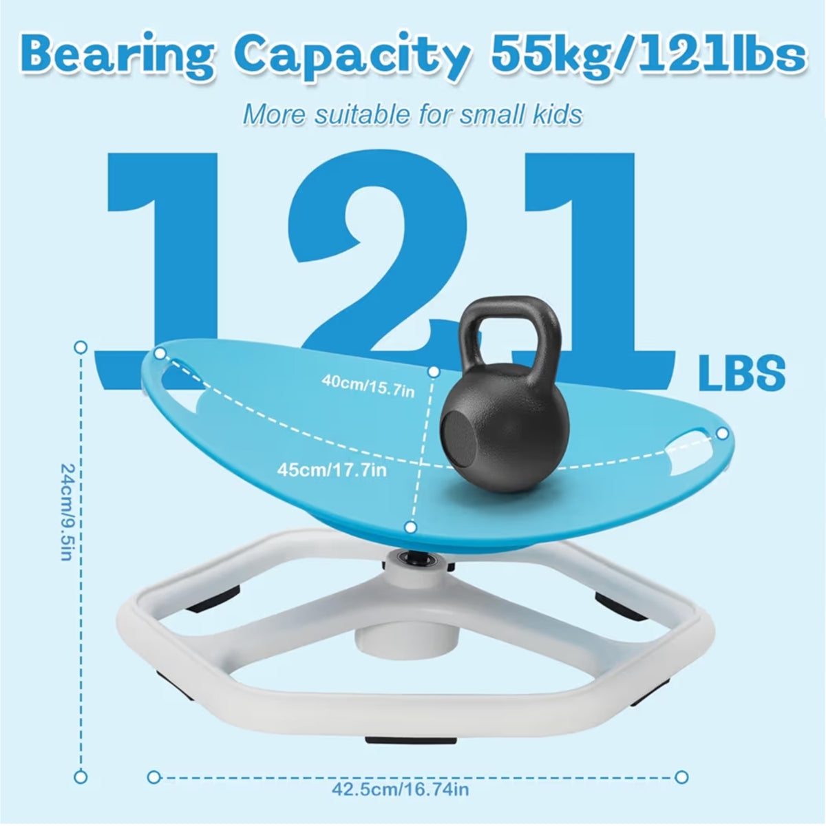 Sensory Spinning Chair with Handle for Kids 3-12, 360° Rotating Autism ADHD Calming Seat, Non-Slip Kids Swivel Chair for Home Classroom & Sensory Room