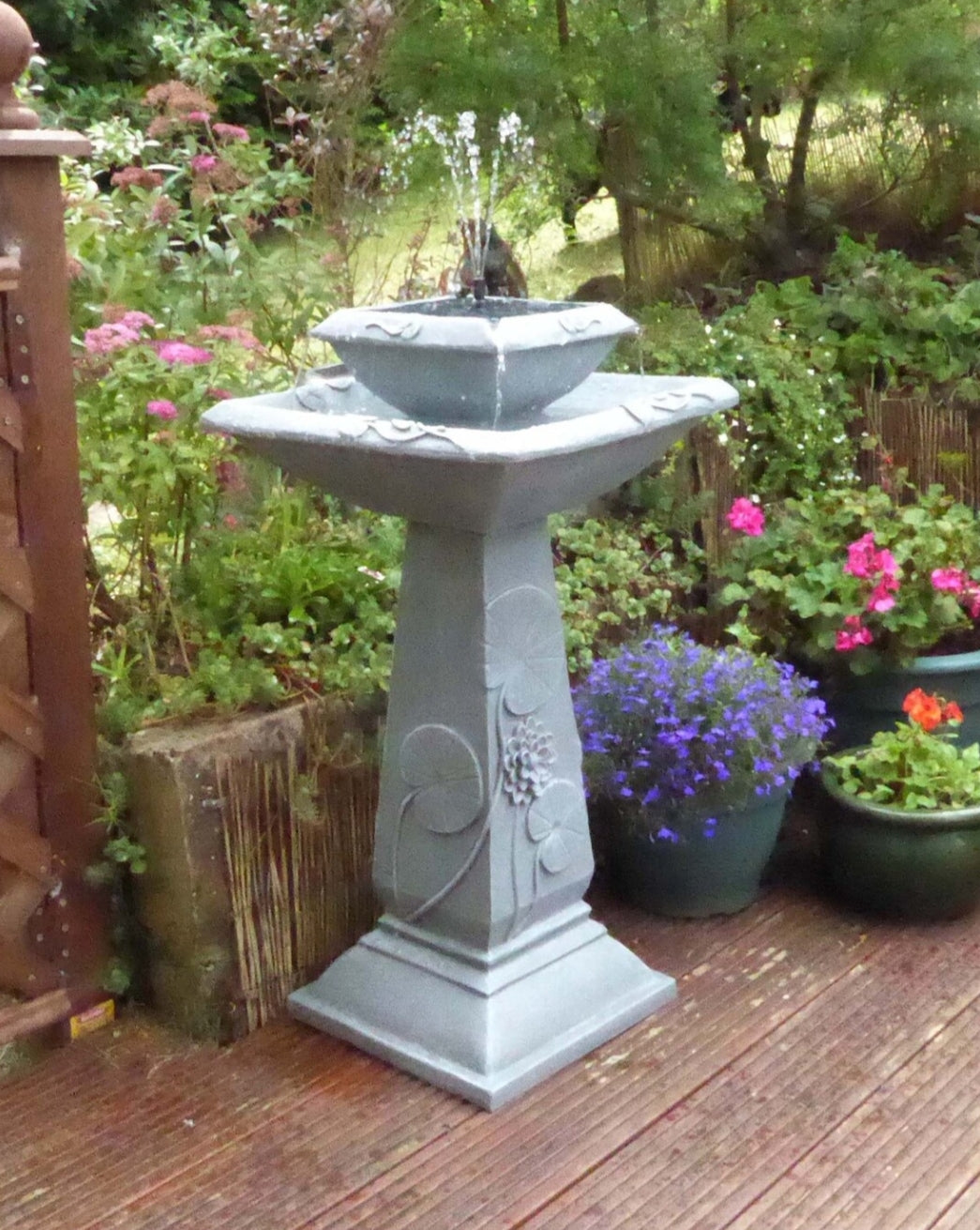 Spring Lily Solar Bird Bath Water Feature with Lights