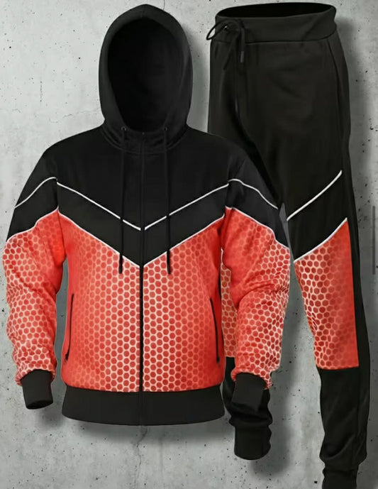 Love My Fashions Mens Tracksuit Set 2pcs Sweat Suit Full Zip Polyester Tracksuits Hooded Activewear Suit Jogging Bottoms