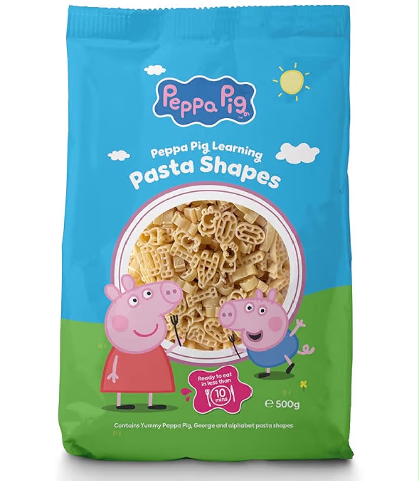 Peppa Pig - Learning Pasta Shapes - 500g (Case of 10 Bags), 100% Durum Wheat Dry Pasta Shapes  Peppa, George & Letter Variety Designed to Encourage Early Literacy