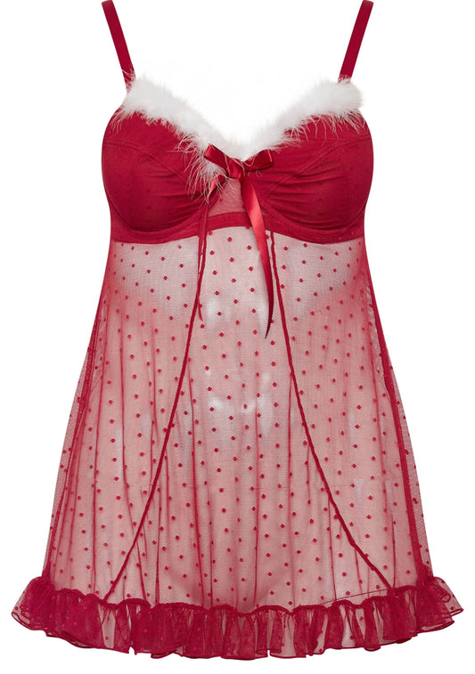 Red Novelty Santa Underwired Babydoll