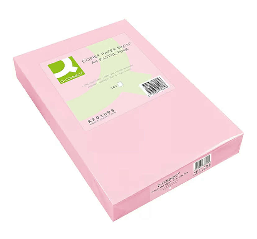 Q-Connect Pink A4 Copier Paper 80gsm Ream (Pack of 500)