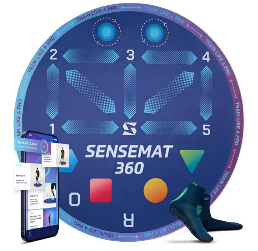Sensemat 360 Football Training Mat 360 Degree Design Non Slip Training Mat Strength & Coordination for All Ages & Levels  Improve Skills & Control Program 50+ Exercise Videos