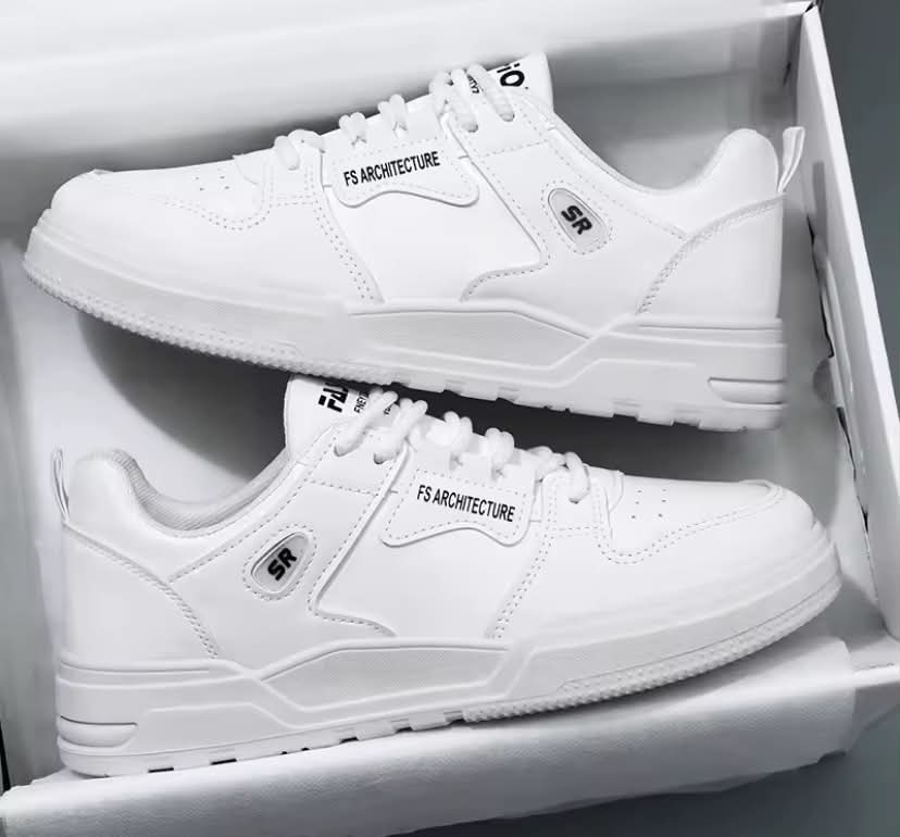New Men's Casual Board Shoes Black White Color Block Fashion Sneakers