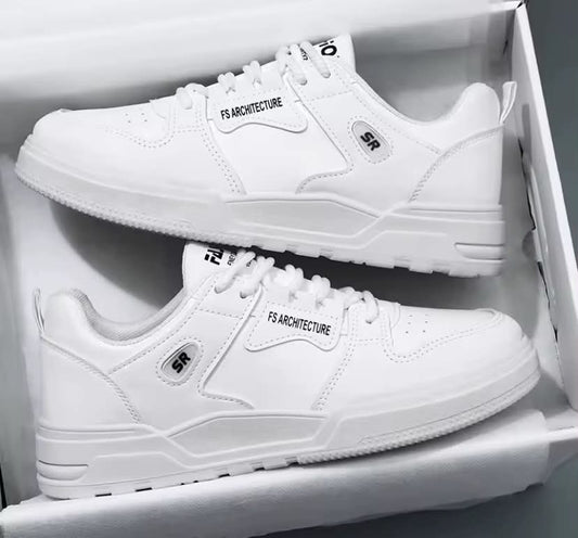 New Men's Casual Board Shoes Black White Color Block Fashion Sneakers
