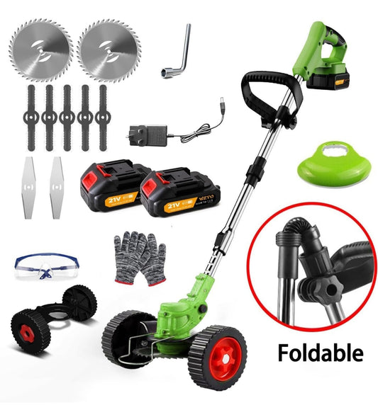 Cordless Strimmer Metal Blade 21V Grass Trimmers, Electric Garden Strimmer cordless, 15cm Cutting Diameter Blade, Battery Strimmer Cordless for Small and Medium Gardens Clearing Shrub Weeds Flower