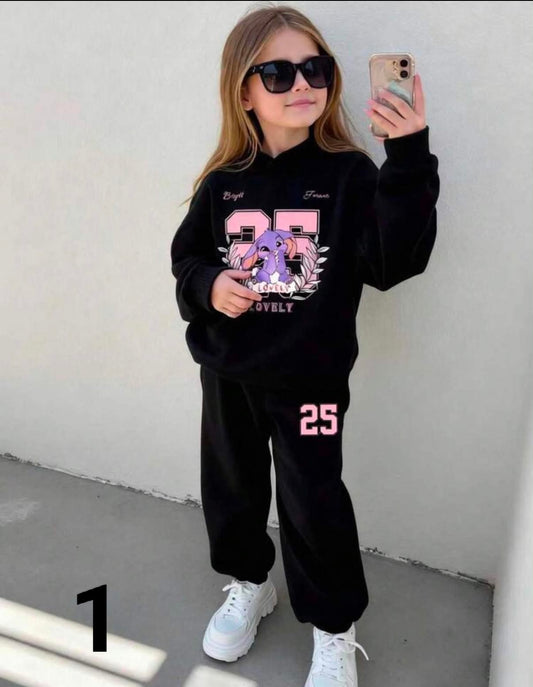 2pcs/Set Young Girl Casual Fashionable Camo Bear Graphic Hoodie & Sweatpants Set,Comfortable Lightweight