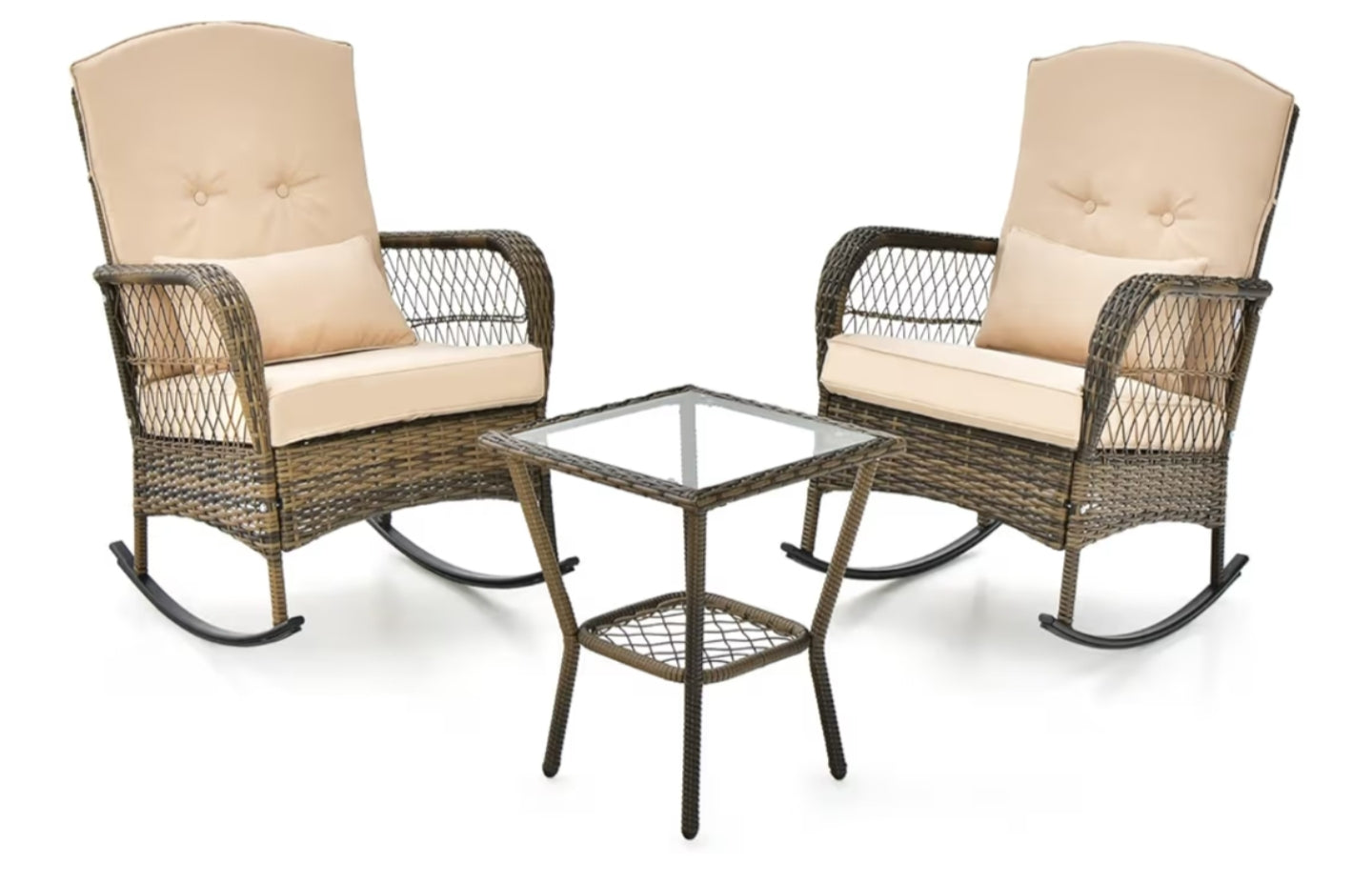 3 Pieces Patio Rattan Bistro Set