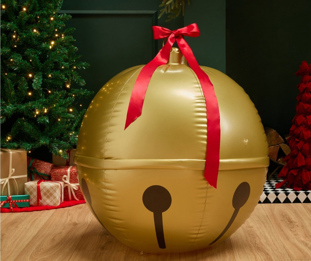 Indoor/Outdoor Inflatable Hanging LED Bell Decoration - Gold
