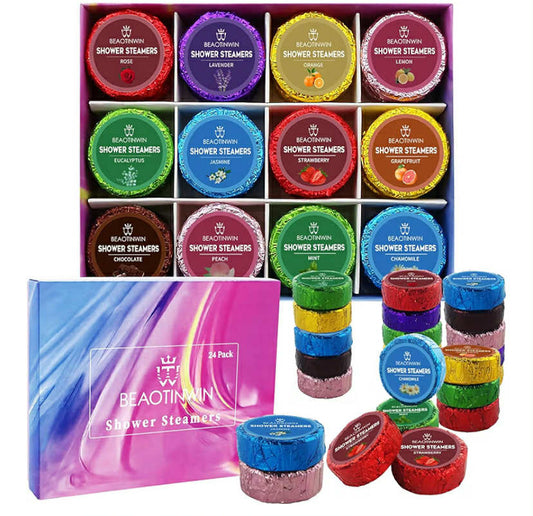 24 pcs Shower Steamers Aromatherapy Shower Tablets, Stress Relief and Luxury Self Car