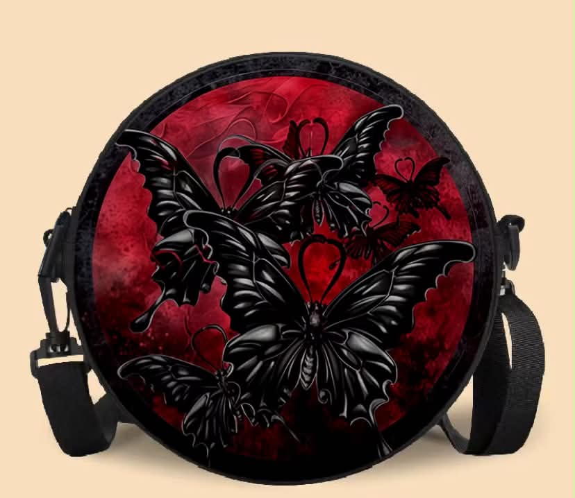 A Women'S Shoulder Bag Featuring a Captivating Gothic Butterfly Swarm Design with 2D Printing, an Adjustable Strap, And a Zipper Closure. This Casual And Stylish Crossbody Bag Serves As a Fun Accessory with a Sturdy Lining