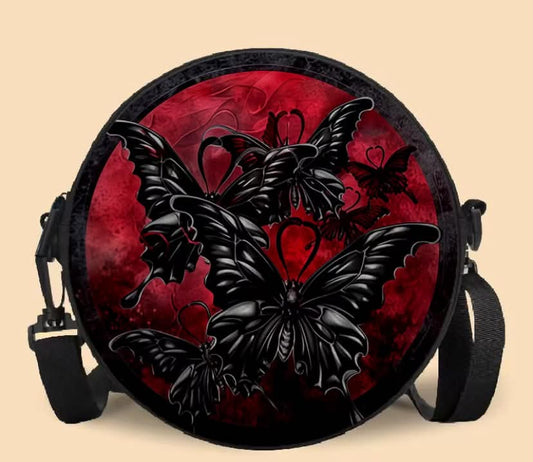 A Women'S Shoulder Bag Featuring a Captivating Gothic Butterfly Swarm Design with 2D Printing, an Adjustable Strap, And a Zipper Closure. This Casual And Stylish Crossbody Bag Serves As a Fun Accessory with a Sturdy Lining
