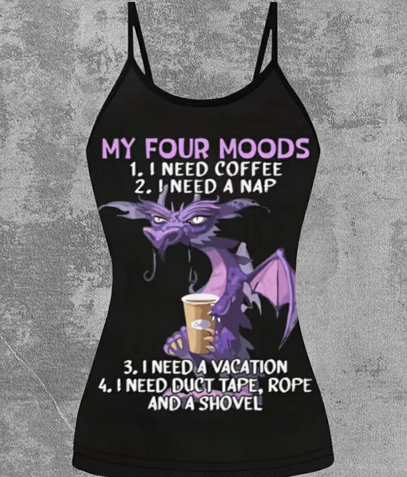 3 pcs Set European and American Style Women's Spring/Summer New Arrival Camisole with Digital Letter Print, Purple Dragon, and Skull Pattern, Sleeveless Cami Tank Top