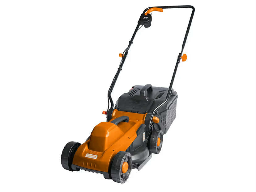 Electric Lawnmower 1200W Powerful Motor - 320mm Cutting Width - 3 Cutting Heights 25mm to 65mm - Ergonomic Folding Handle - 30L Collection Bag - Compact And Folding - Garden Tools
