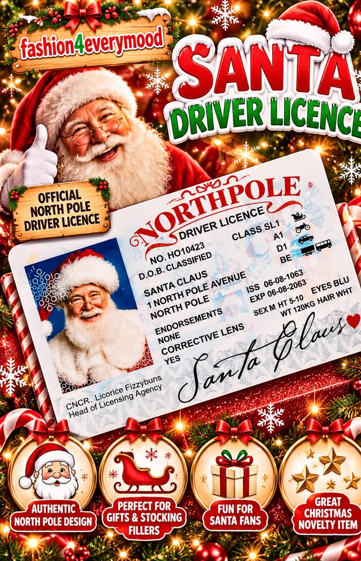 🎅🎄 Santa’s Official North Pole Driver Licence 🎄🎅