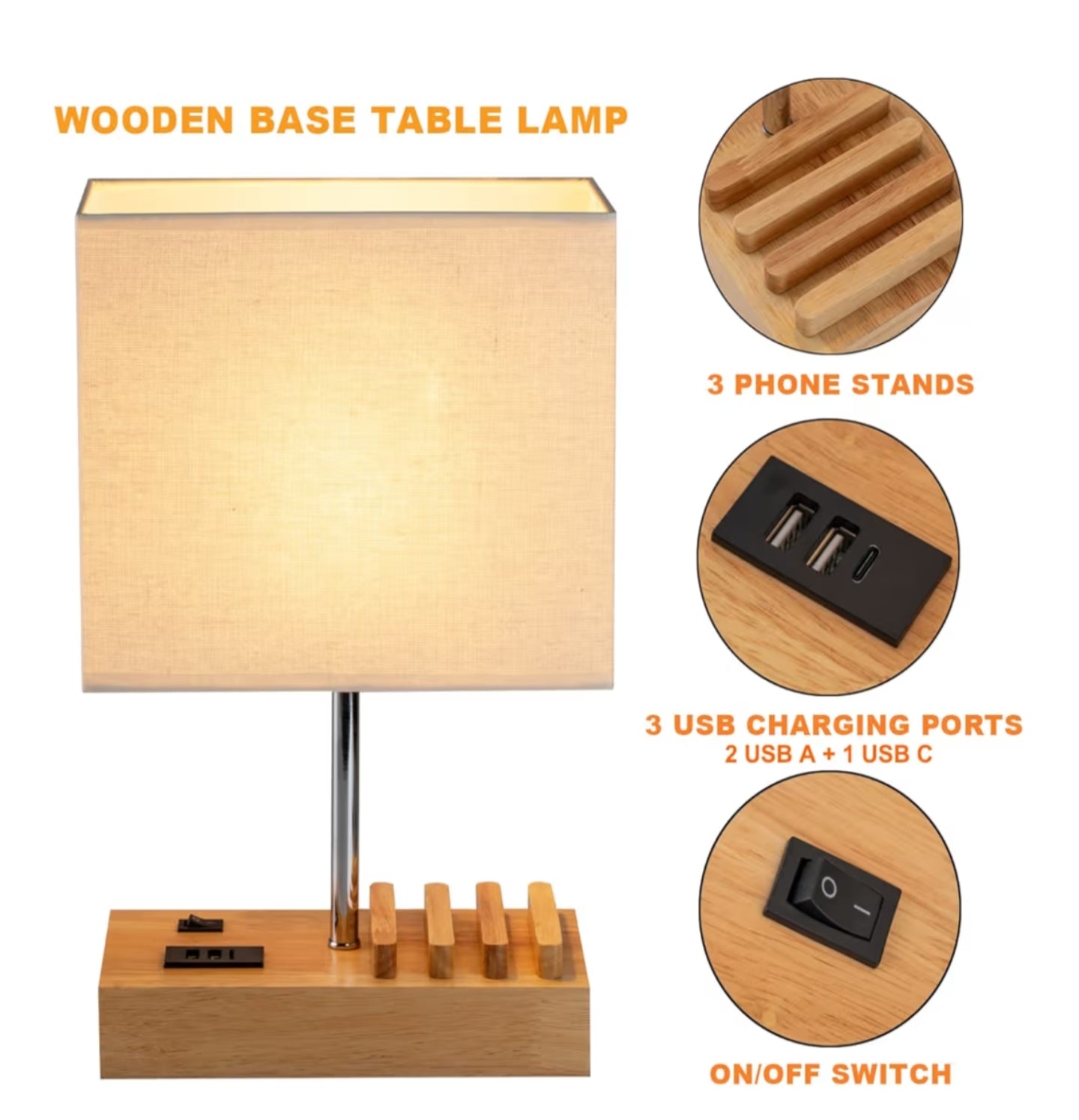 USB Bedside Table Lamp