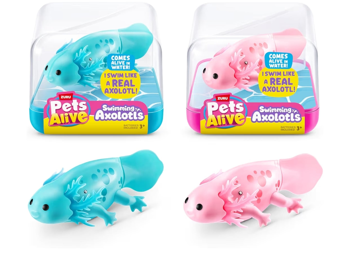 Pets Alive Robo Axolotl (2 Pack) Swimming Axolotl, Series 1, Mailer Box