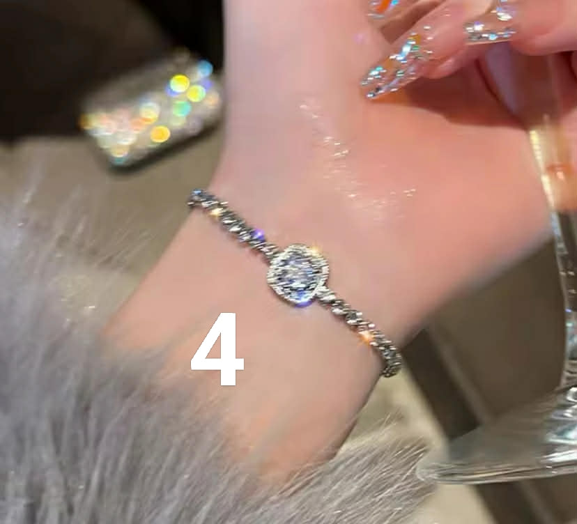 Adjustable Pink Blue Zircon Heart Bracelets For Women