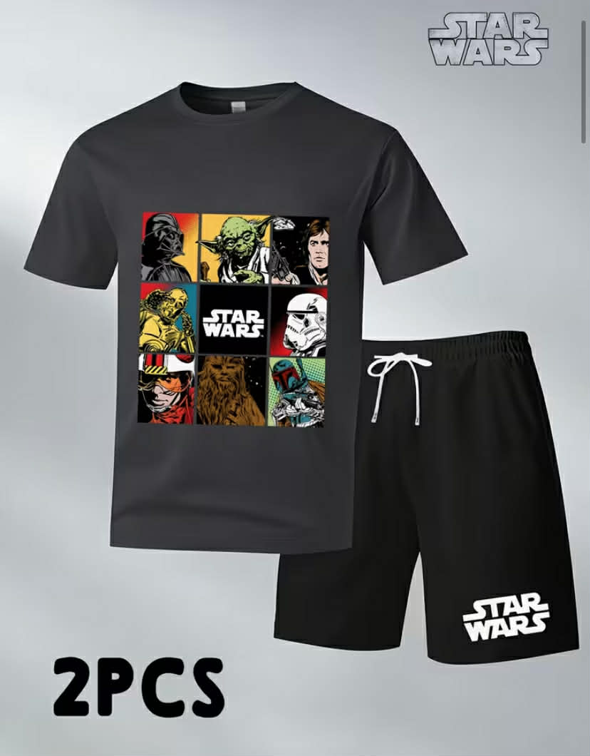 STAR WARS series - theme printing men Leisure set - Casual pants outdoor T-shirt shorts two-piece set