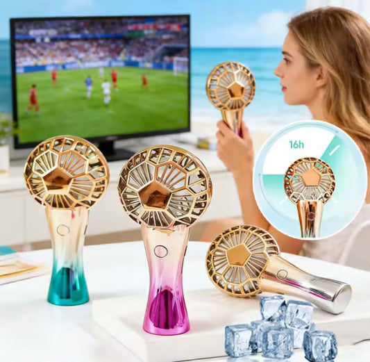 Football Shape Mini Fan - USB Rechargeable Handheld/Desktop Fan for Soccer Fans