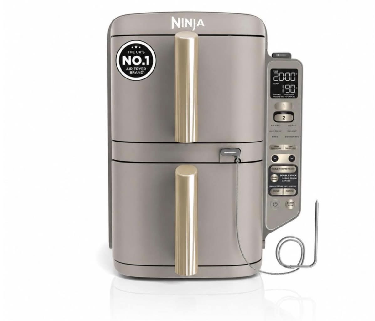 Ninja Double Stack XL Air Fryer, with Digital Cooking Probe, 9.5L Capacity