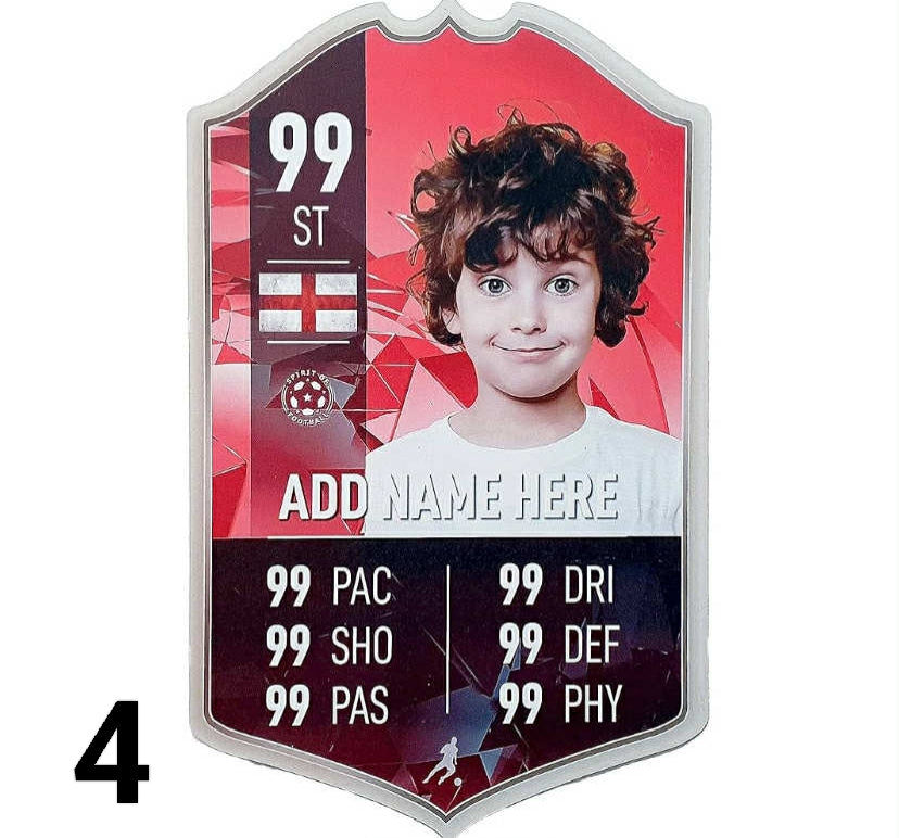 Glossy Personalise Football Card Player Stats Shield - Special Edition Printed Metal Shield Sign Wall Art