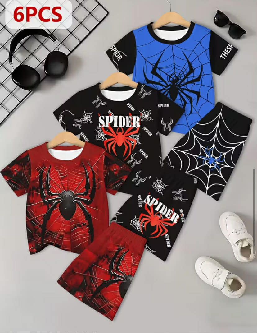 6pcs boys' fashion set, suitable for young children, stylish and handsome print., Perfect for Outdoor