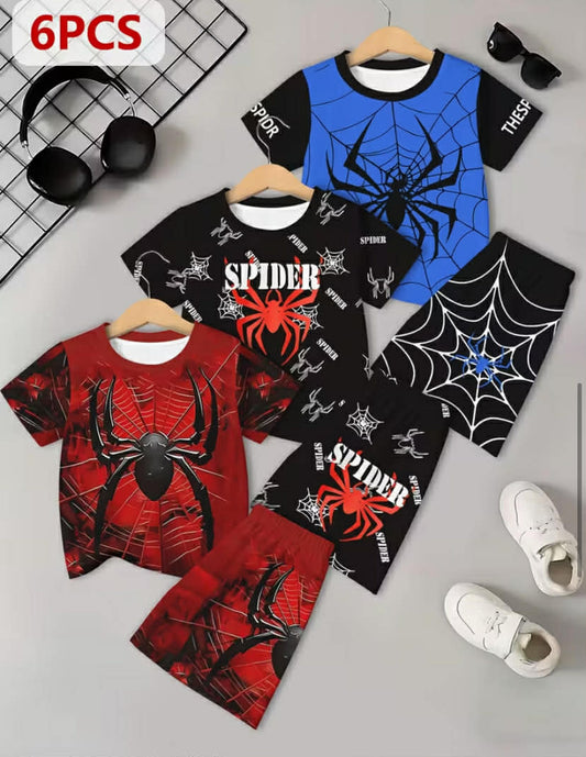 6pcs boys' fashion set, suitable for young children, stylish and handsome print., Perfect for Outdoor