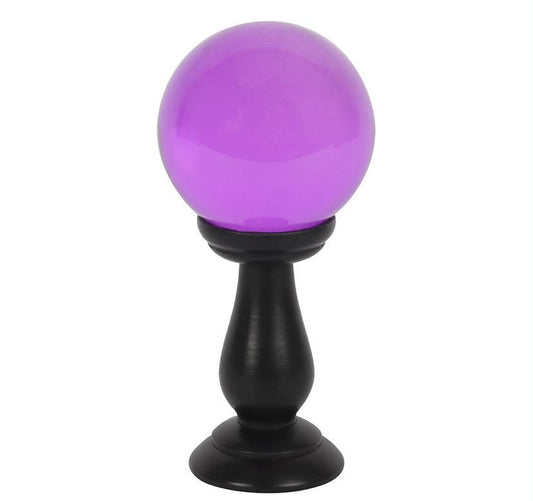 SMALL PURPLE CRYSTAL BALL ON STAND