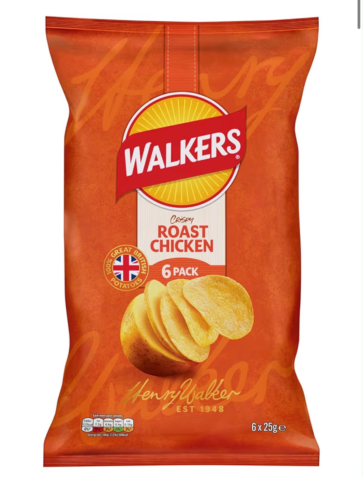 Walkers Roast Chicken Multipack Crisps 6x25g