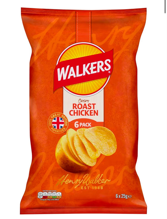 Walkers Roast Chicken Multipack Crisps 6x25g