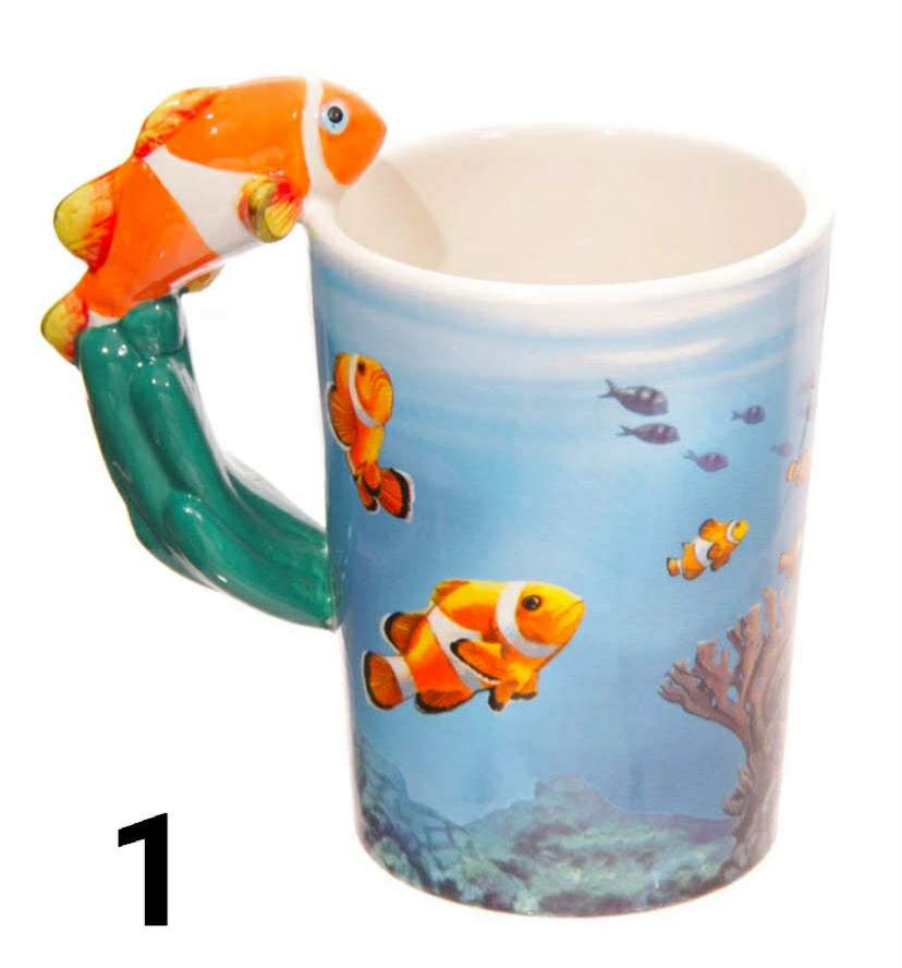 Animal Shaped Handle Ceramic Mug Tea Coffee Cup Novelty Gift Jungle Tropical