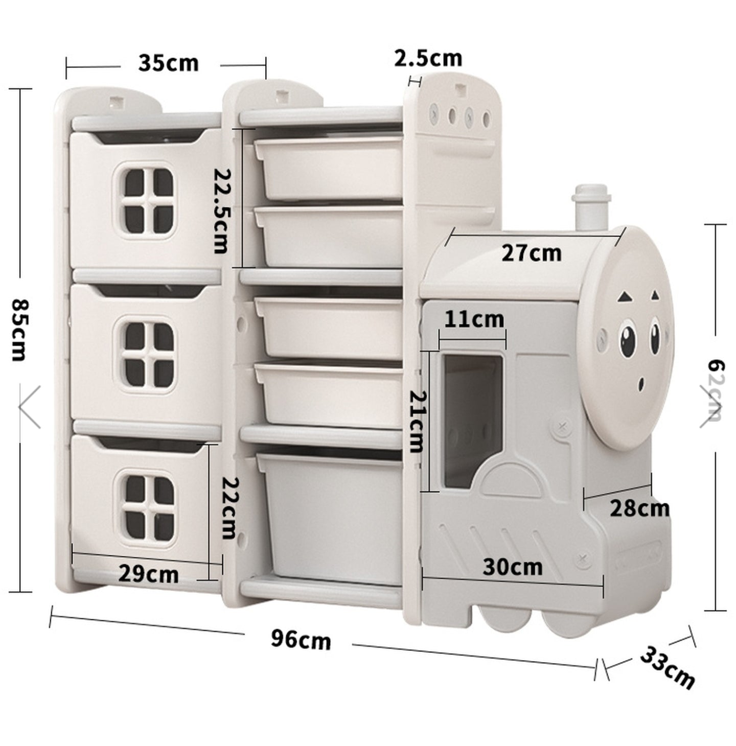 Train Shape Toys Storage Rack - Beige White