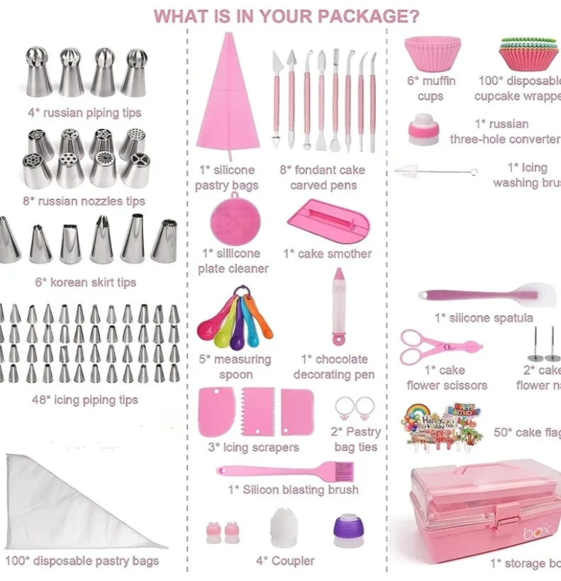 359pcs Set, Cake Decoration Set, Baking Supplies with 66 Pipe Tips, Beginner Ice Pack And Tip Set, Professional Baking Tools, Cupcake Decoration Set
