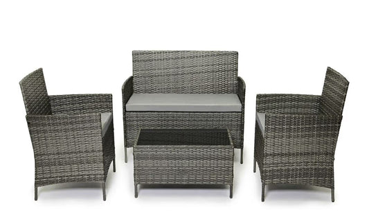 Rattan Garden Furniture Set Patio Conservatory Indoor Outdoor 4 Seater Piece Modular Sofa Loveseat Chair Glass Top Coffee Table with Cushions
