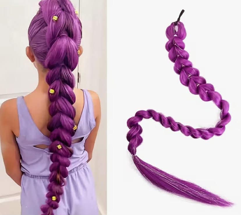 Purple Pigtail Wig  Pigtail with Laser Wire  Advanced Synthetic Hair, Suitable for Avantgarde Hairstyle, Role Play and Party Style