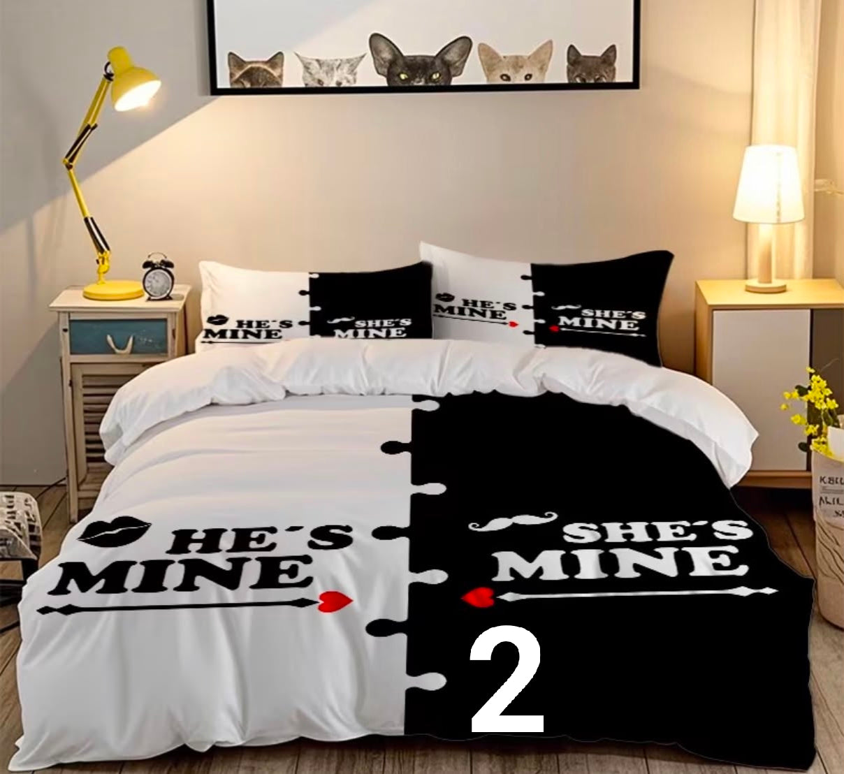 Skull, he's mine/she's mine and highland cow bedding