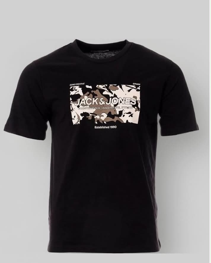JACK & JONES Mens Crew Neck Short Sleeve T-Shirt, Casual Cotton Tee Top for Everyday Wear, Comfortable Regular Fit T-Shirt