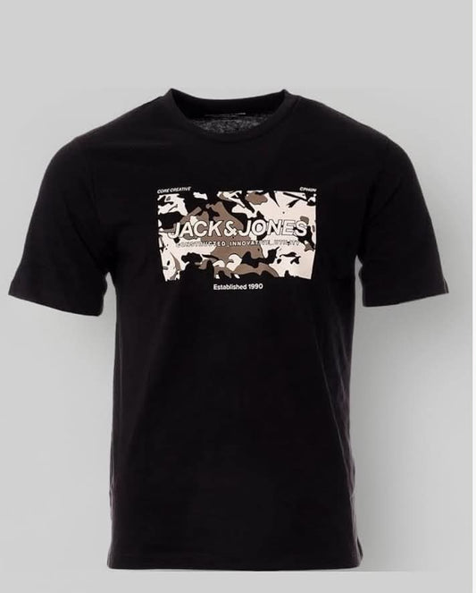 JACK & JONES Mens Crew Neck Short Sleeve T-Shirt, Casual Cotton Tee Top for Everyday Wear, Comfortable Regular Fit T-Shirt