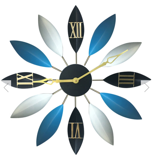 Leaf-Shaped Silent Metal Wall Clock