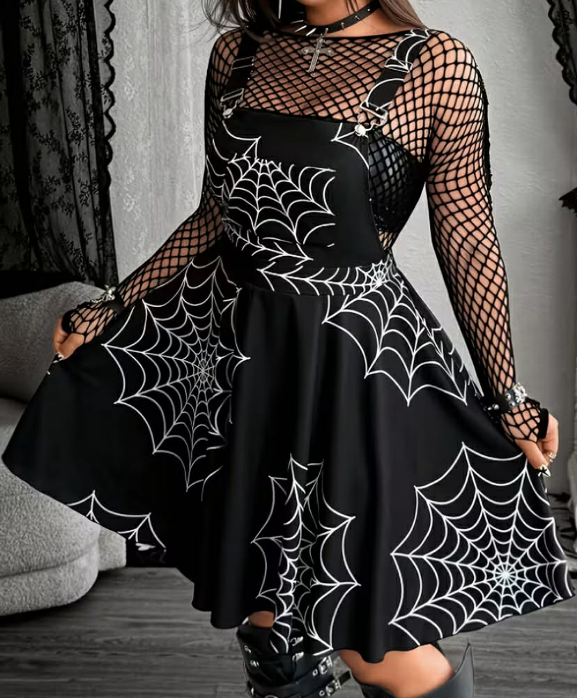Gothic Boho Suspender Dress - A-Line Maxi Dress with Square Neck & Short Spaghetti Strap, -Length Flowing for Beach Weddings, Casual Outfits - Machine Washable Spring Summer Fall Dress (No Belt/Hem Adjustment)