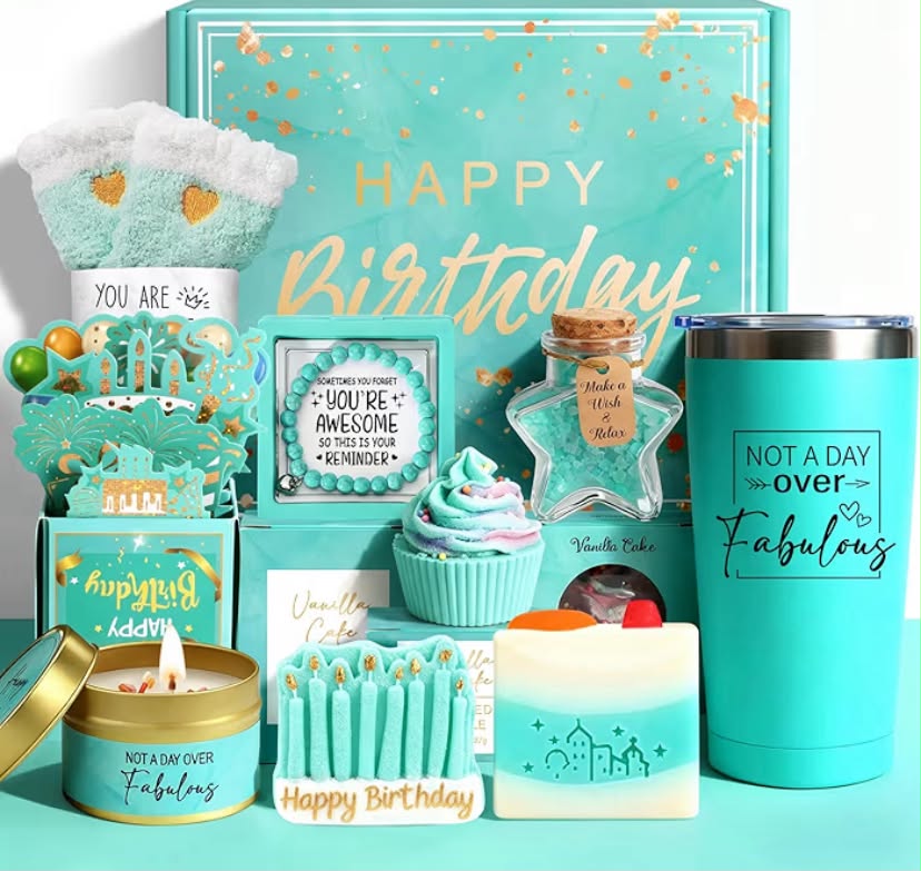 Gifts for Women, Happy Birthday Pamper Gifts Box for Her Birthday Bath Set Hampers for Women Best Friend, Unique Ladies Birthday Presents Ideas for Bestie Sister Wife Mum Coworker