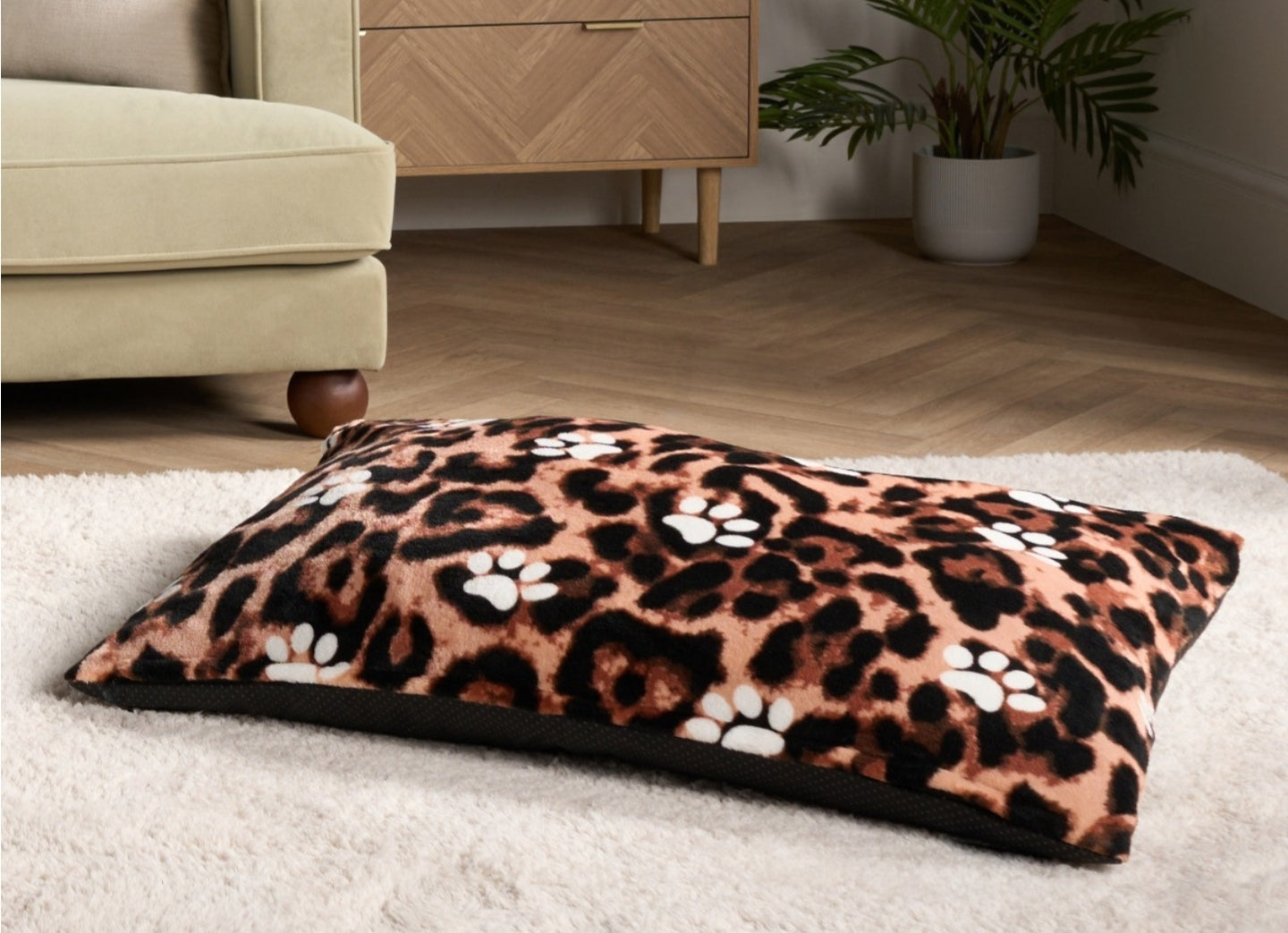 Leopard Paw Print Pet Bed