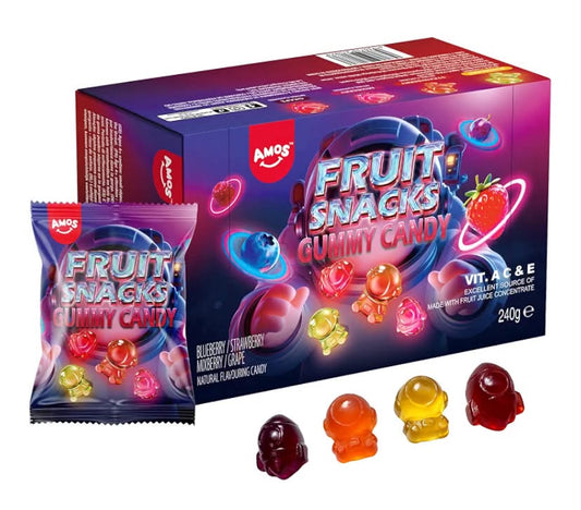 Gummy Candy Astronaut Mixed Berry Enriched with Vitamins A, C & E Fruit Snacks Soft Chewy Made with Fruit Puree Individually Wrapped, ideal for Travel, Movie Nights, and Sharing-240G