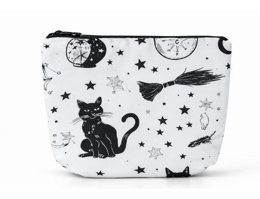 Witchy Black Cat Starry Zip Pouch