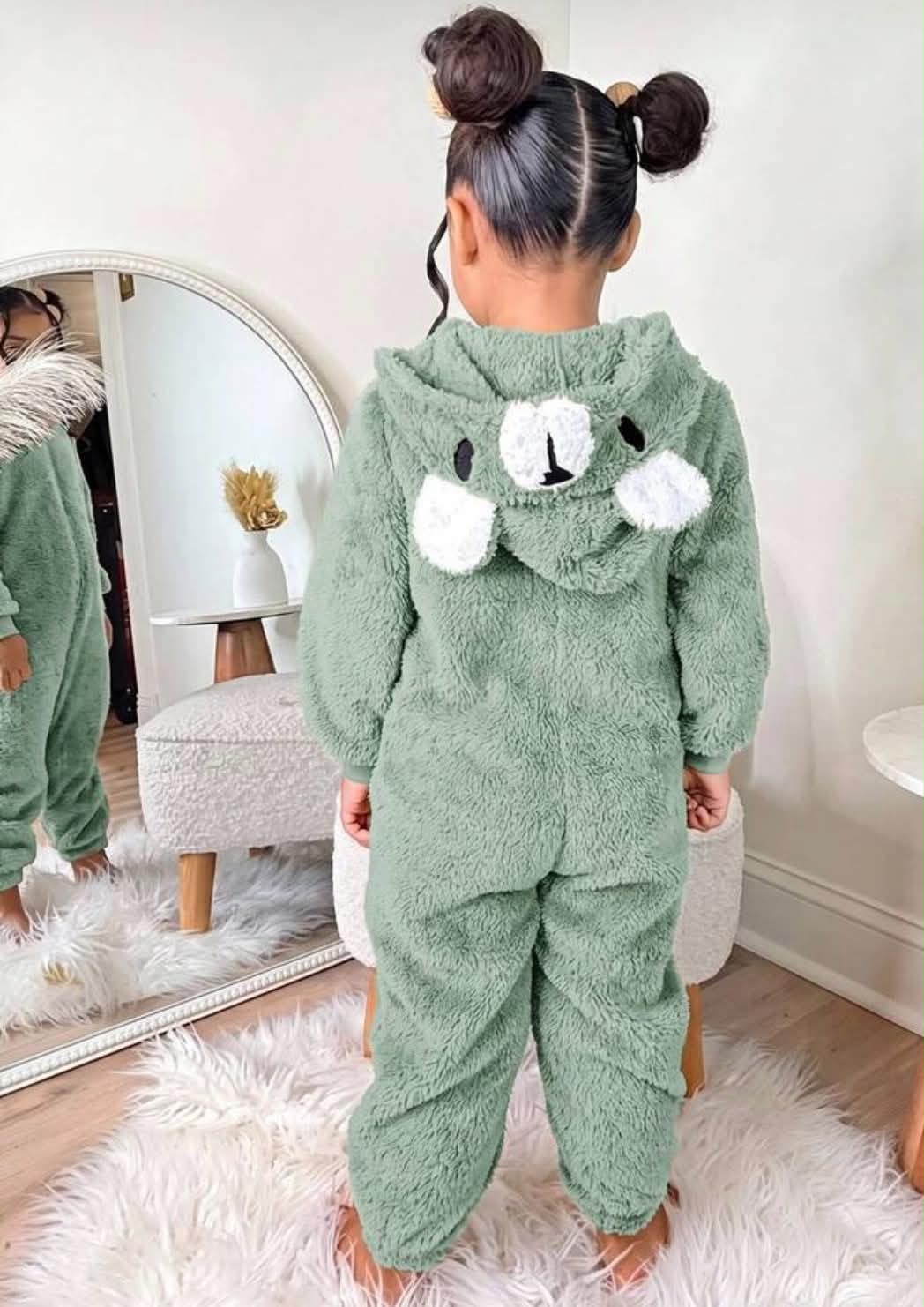 Girls Toddler Fairy Princess Thickened Zip-Up Hooded Long Sleeve Brown Fur Trim Jumpsuit For Winter