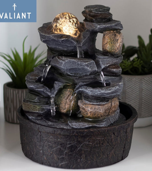 Valiant Indoor Tabletop Water Fountain Feature - Stone