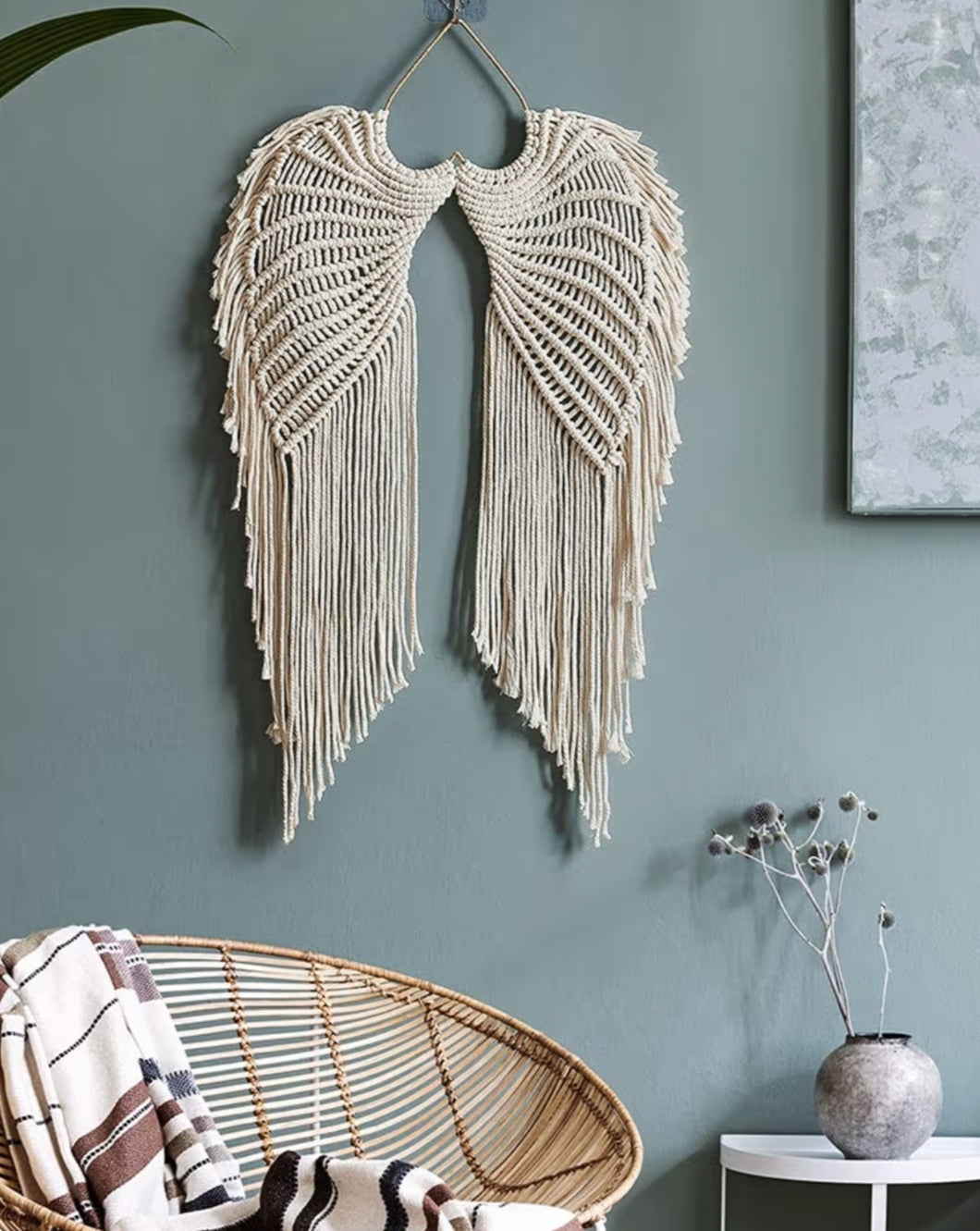 Angels Wing Wall Hanging Tapestry Dream Catcher Woven Boho Handmade Art Macrame Decoration Tapestry Room Ornaments 44 x 68 CM