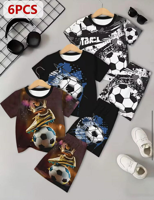6pcs boys' fashion set, suitable for young children, stylish and handsome print., Perfect for Outdoor