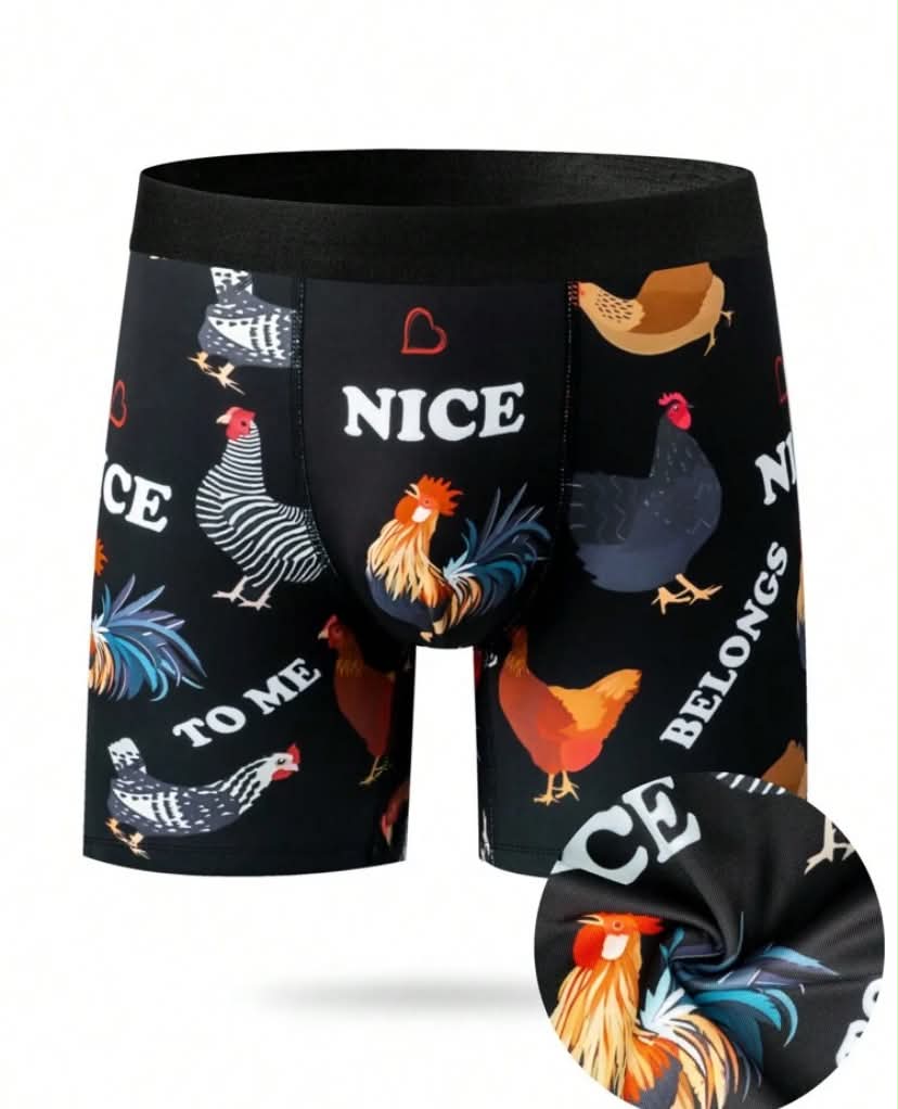 1 pc "NICE BELONGSTOME" Chicken Digital Printed Breathable Stretch Comfy Men Briefs